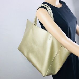 JEAN COUTU GOLD LARGE SHOPPING TOTE